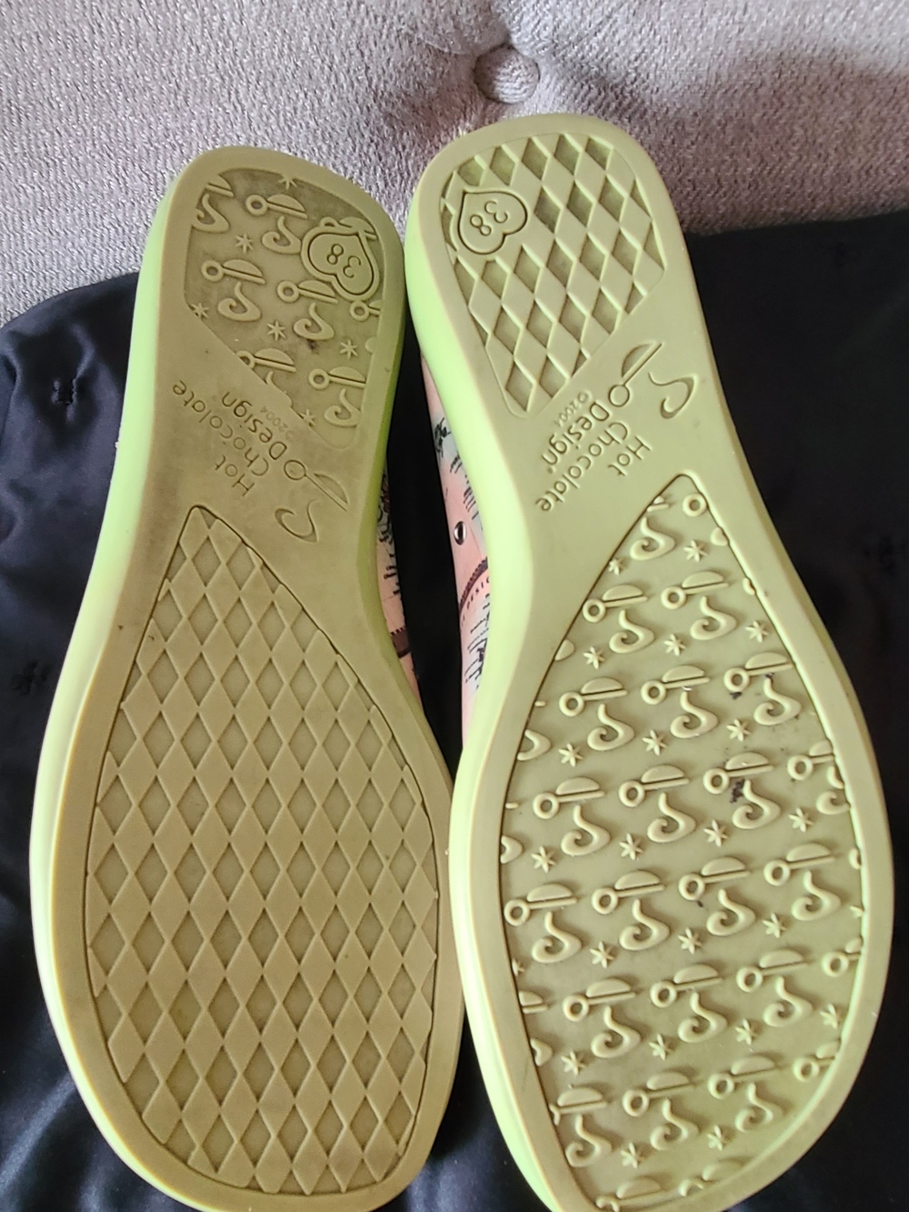 Map-Print Mary Jane Flats with Pastel Green Trim - Picture 4 of 6